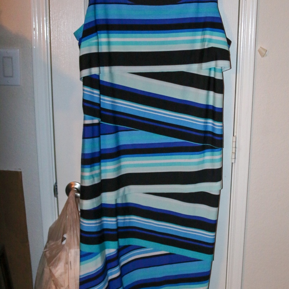 Blue striped maxi dress